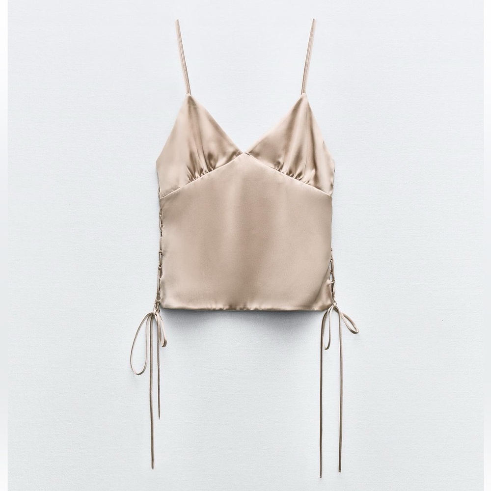 Zara Tan Satin Tank Top